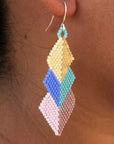 Native American - Wixárika Beaded Earrings Japanese Glass Seed Beads - Tsi kwari