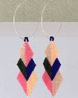 Native American - Wixárika Beaded Earrings Japanese Glass Seed Beads - Xaweri