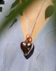Metallic Hand Blown Glass Heart Pendant - 2 Sizes - 5 Colours