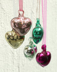 Metallic Hand Blown Glass Heart Pendant - 2 Sizes - 5 Colours