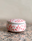 Small Glazed Dish with Lid - Pink + White
