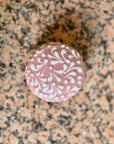 Small Glazed Round Dish with Lid - Mauve + White
