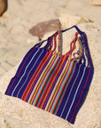 Las Rayas Tote - Cobalt with Rainbow Stripe