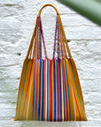 Las Rayas Tote - Gold with Rainbow Stripe