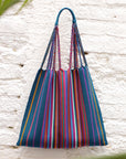 Las Rayas Tote - Verdoso with Rainbow Stripe