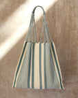 Hand Woven - Las Rayas Tote - Yaax - Green Stripe