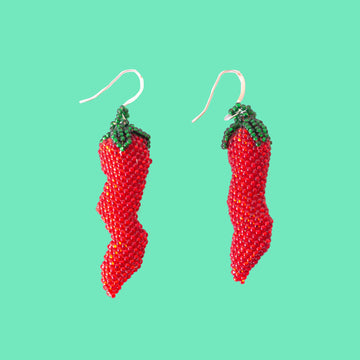 Beaded Red Chile Earrings