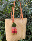 Small Las Palmas Tote - Hand Woven From Natural Palm - Leather Straps - Now 40% Off