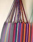 Hand Woven - Las Rayas Tote - Grey with Rainbow Stripe