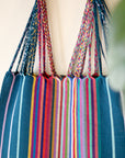 Las Rayas Tote - Verdoso with Rainbow Stripe