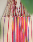 Las Rayas Tote - Natural with Rainbow Stripe