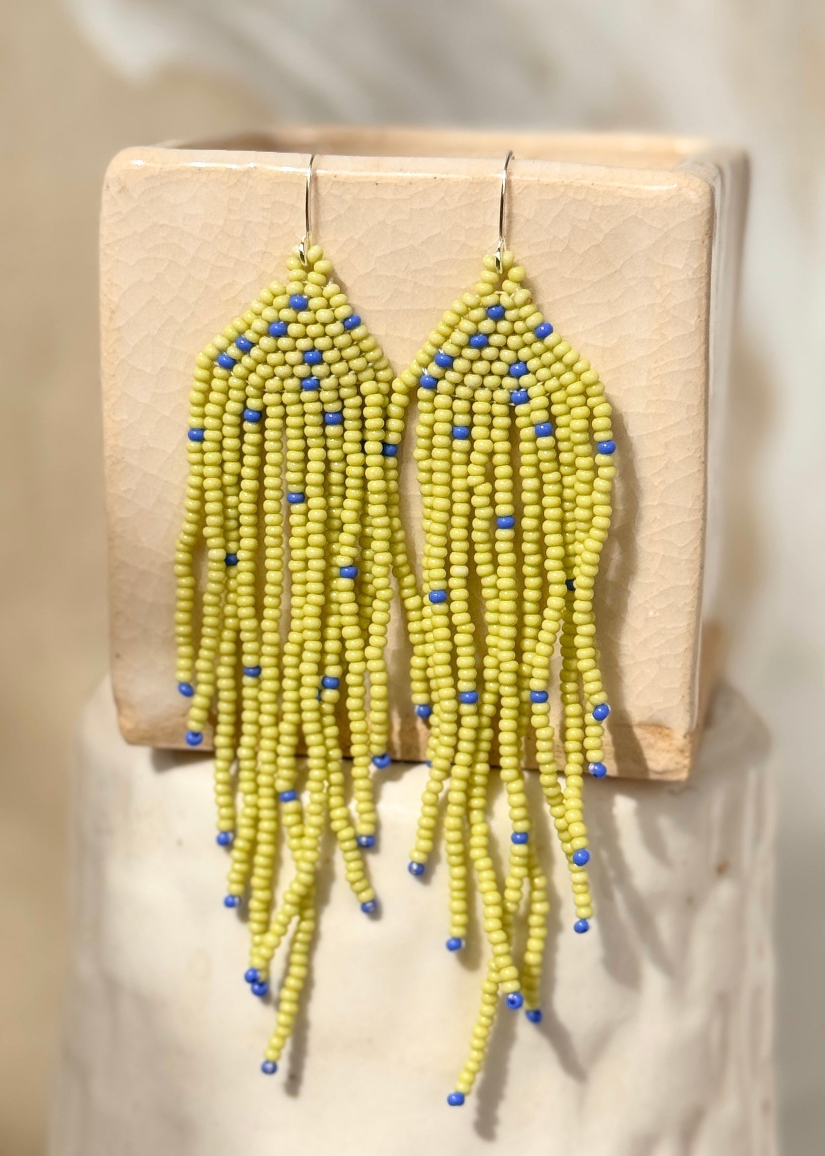 Native American - Beaded Feather Earrings - 3 Colors