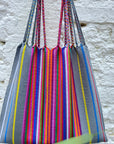 Hand Woven - Las Rayas Tote - Grey with Rainbow Stripe