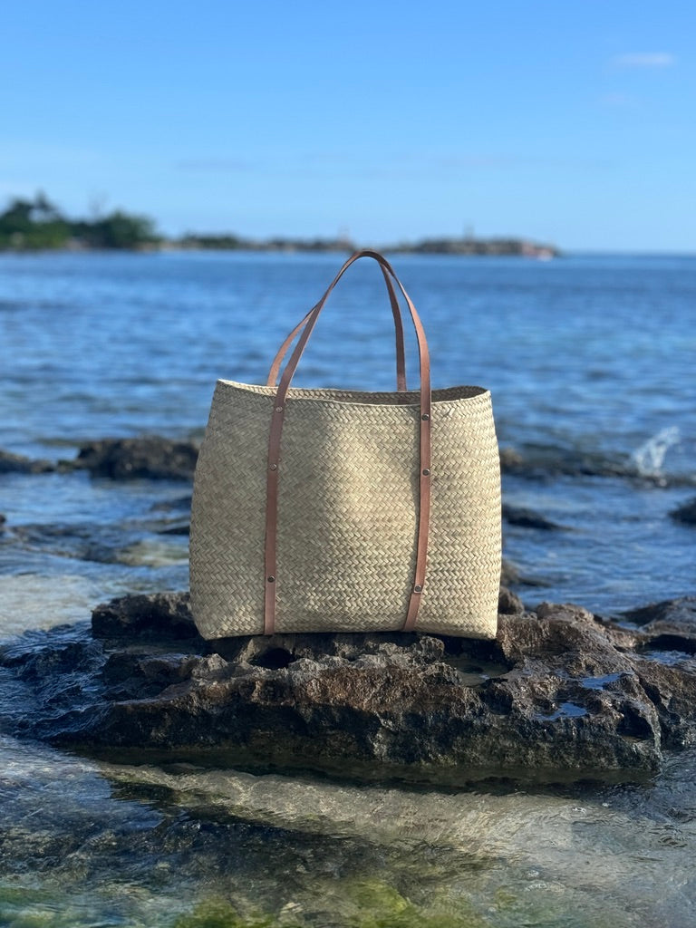 La Favorita - Hand Woven From Natural Palm - Leather Straps - Now 40% Off