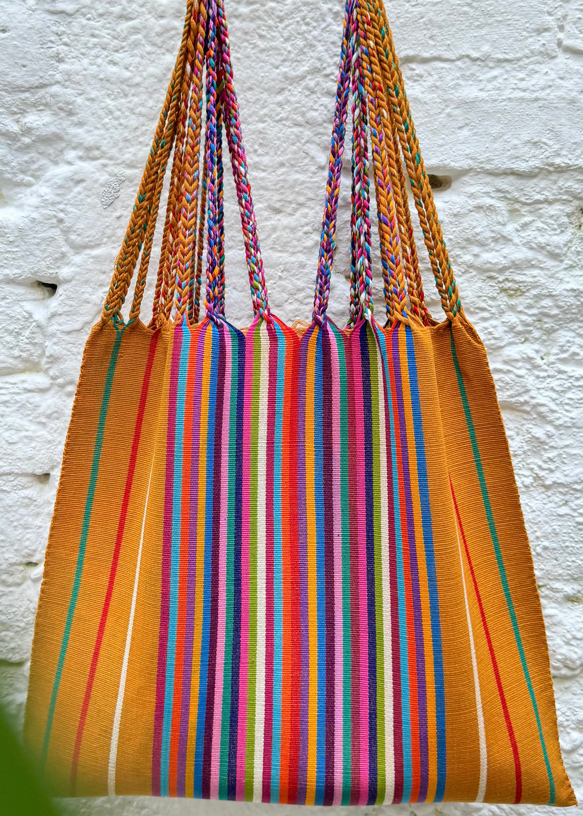 Las Rayas Tote - Gold with Rainbow Stripe