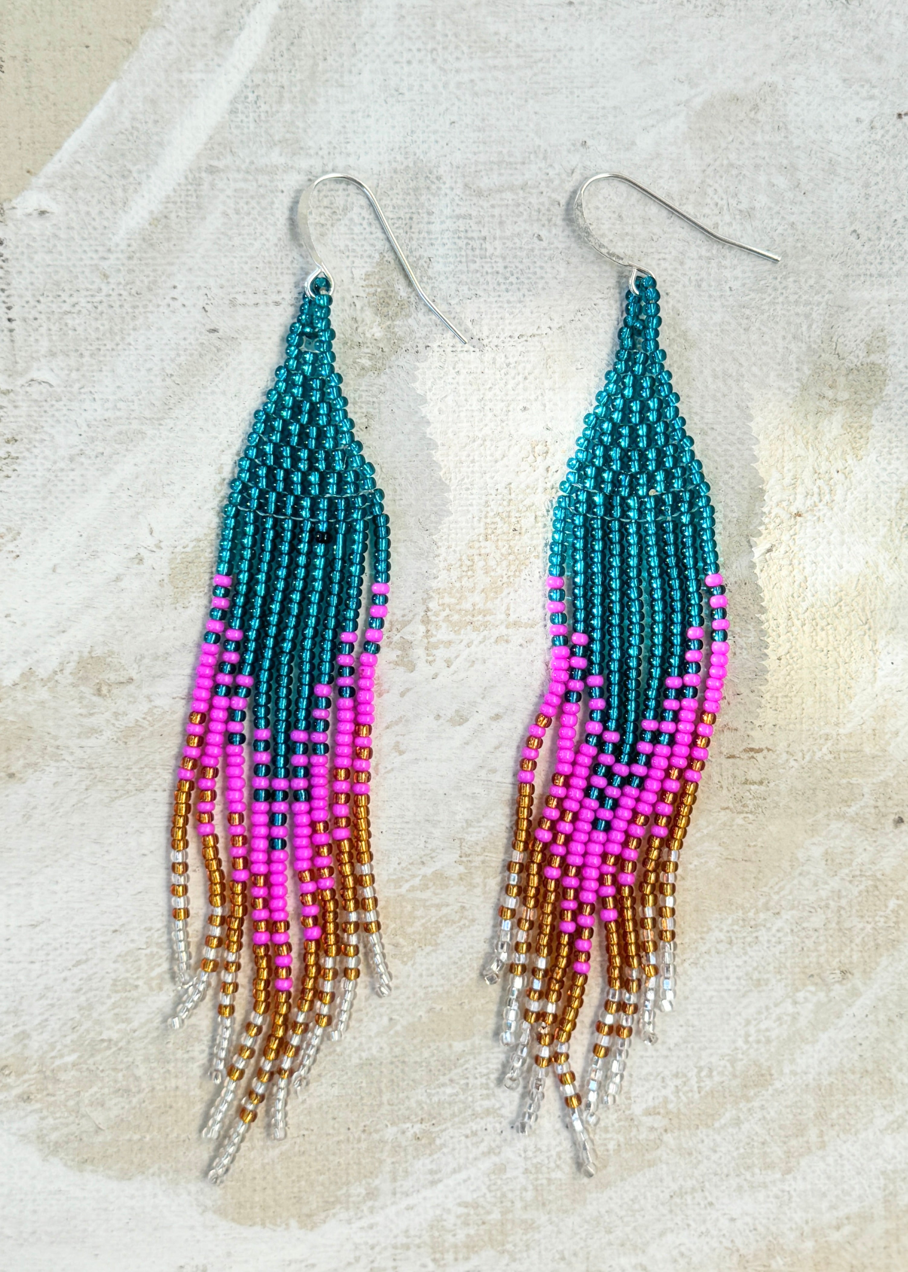 Native American - Beaded Feather Earrings