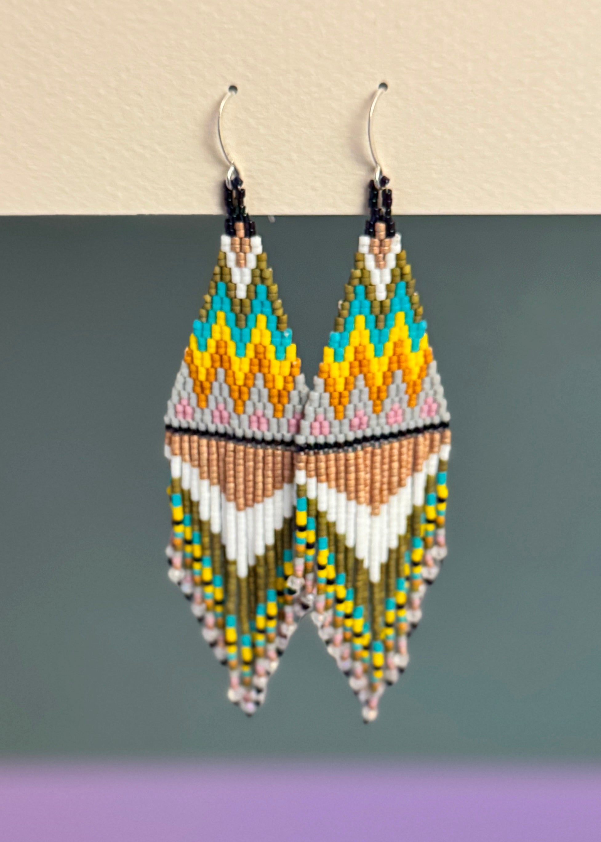 Native American - Wixárika Beaded Earrings Japanese Glass Seed Beads