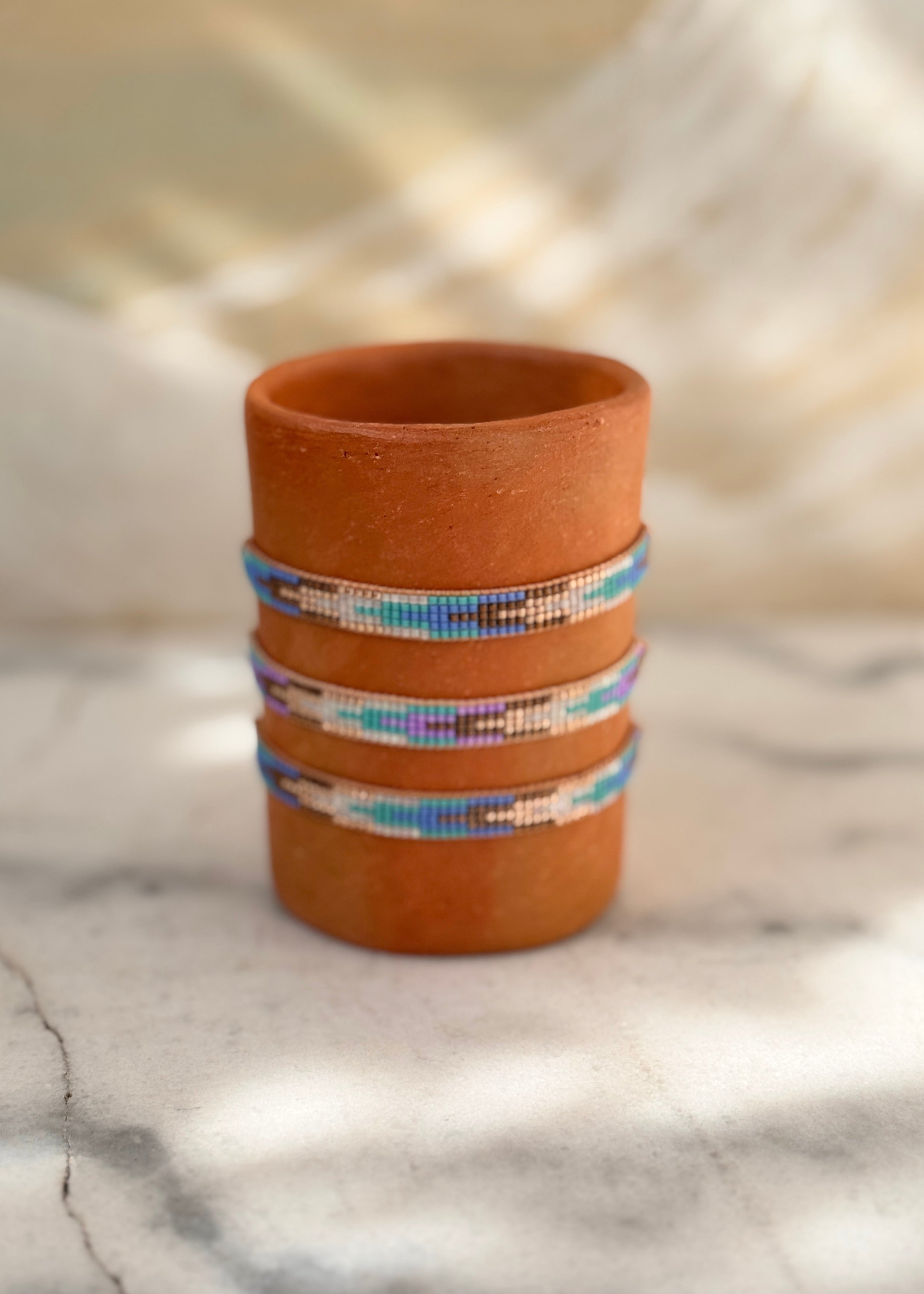 Native American Beaded Bracelets Japanese Glass Seed Beads - Waves