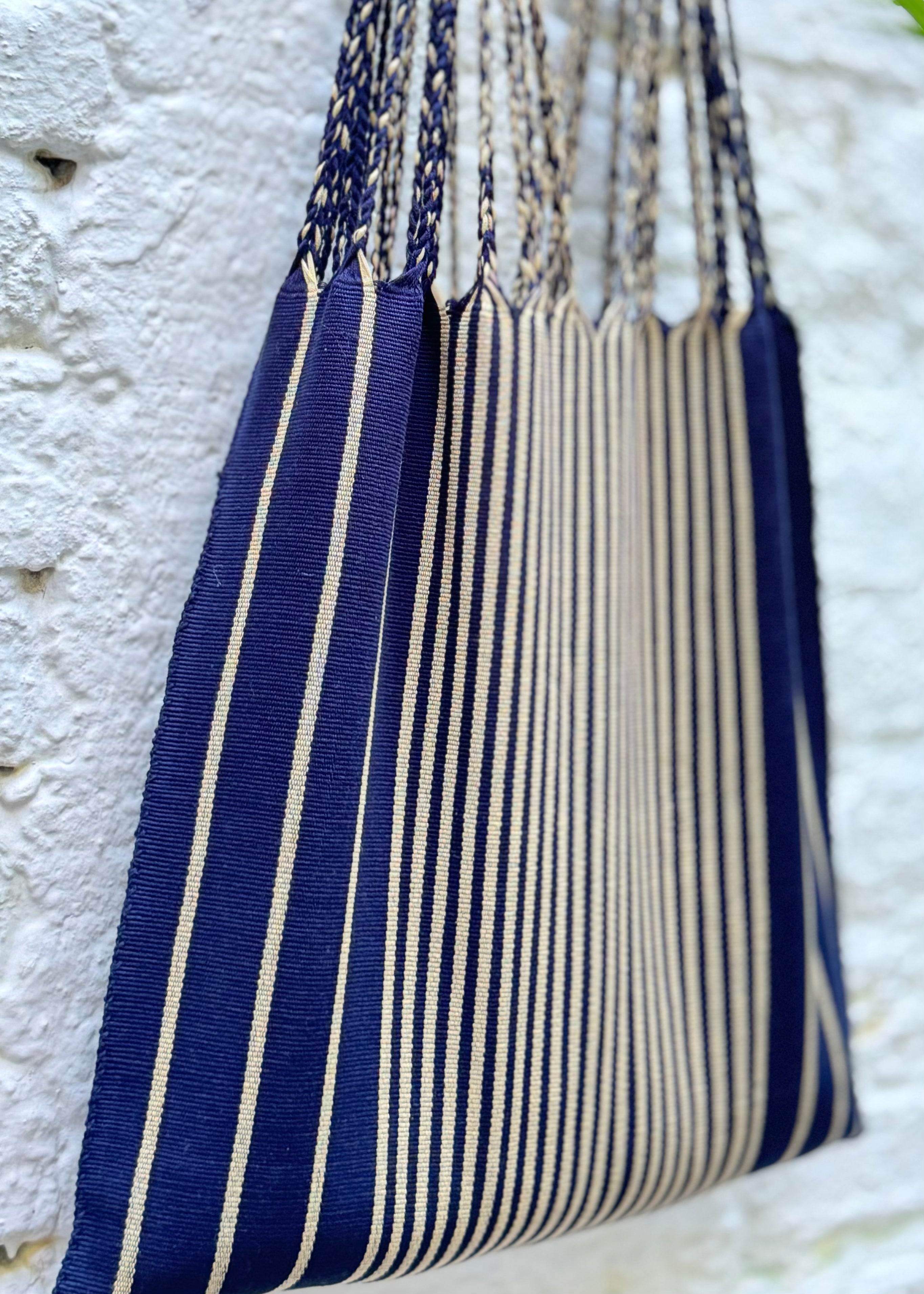 Hand Woven - Las Rayas Tote - Navy Blue
