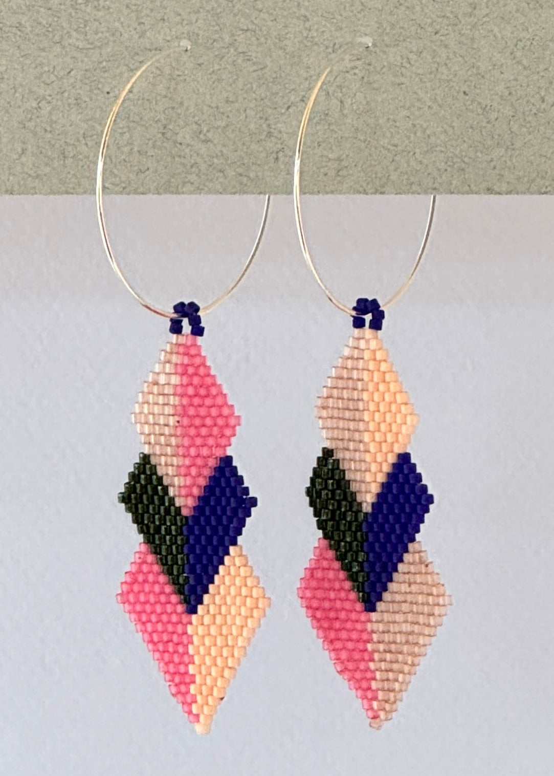 Native American - Wixárika Beaded Earrings Japanese Glass Seed Beads - Xaweri