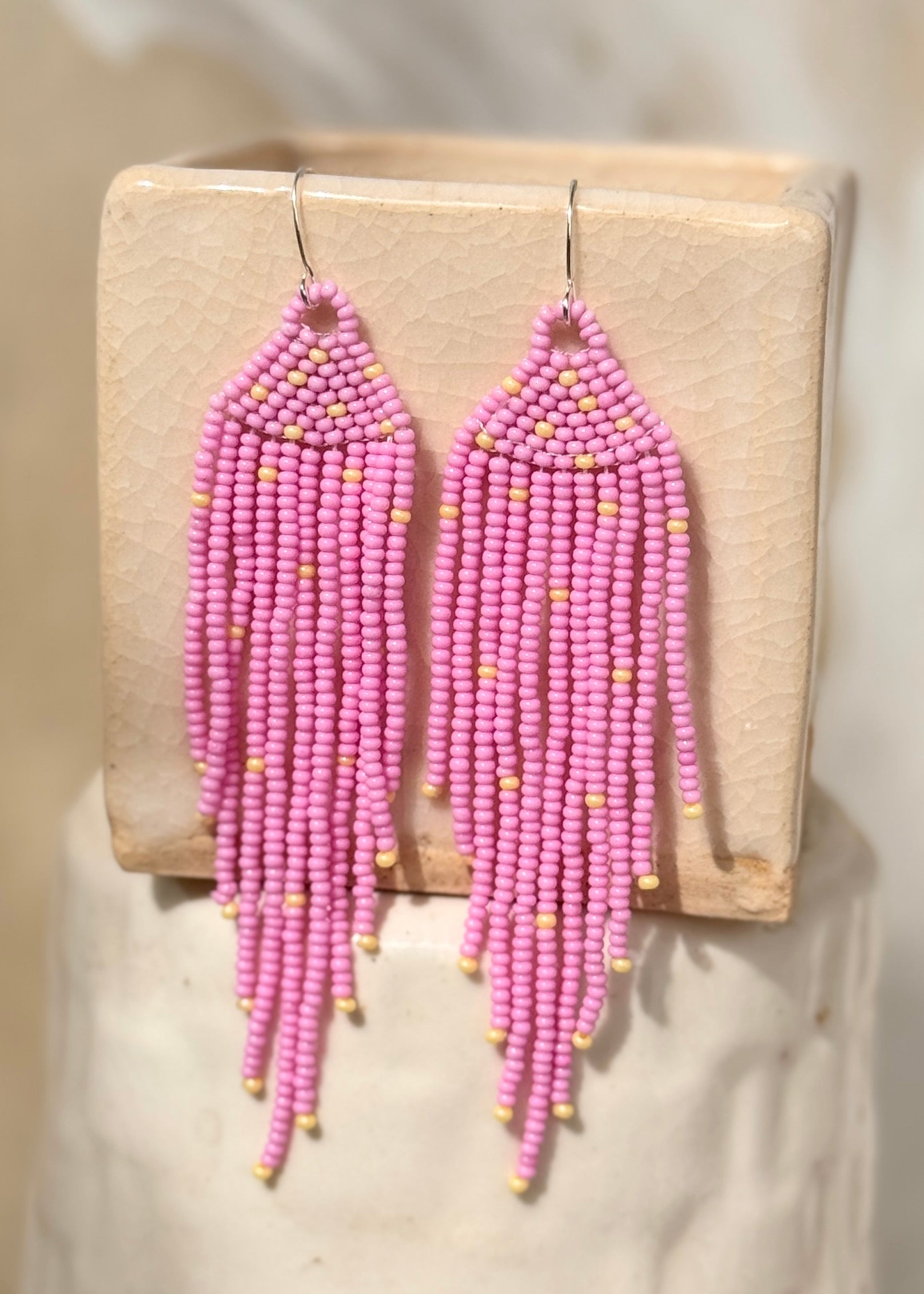 Native American - Beaded Feather Earrings - 3 Colors