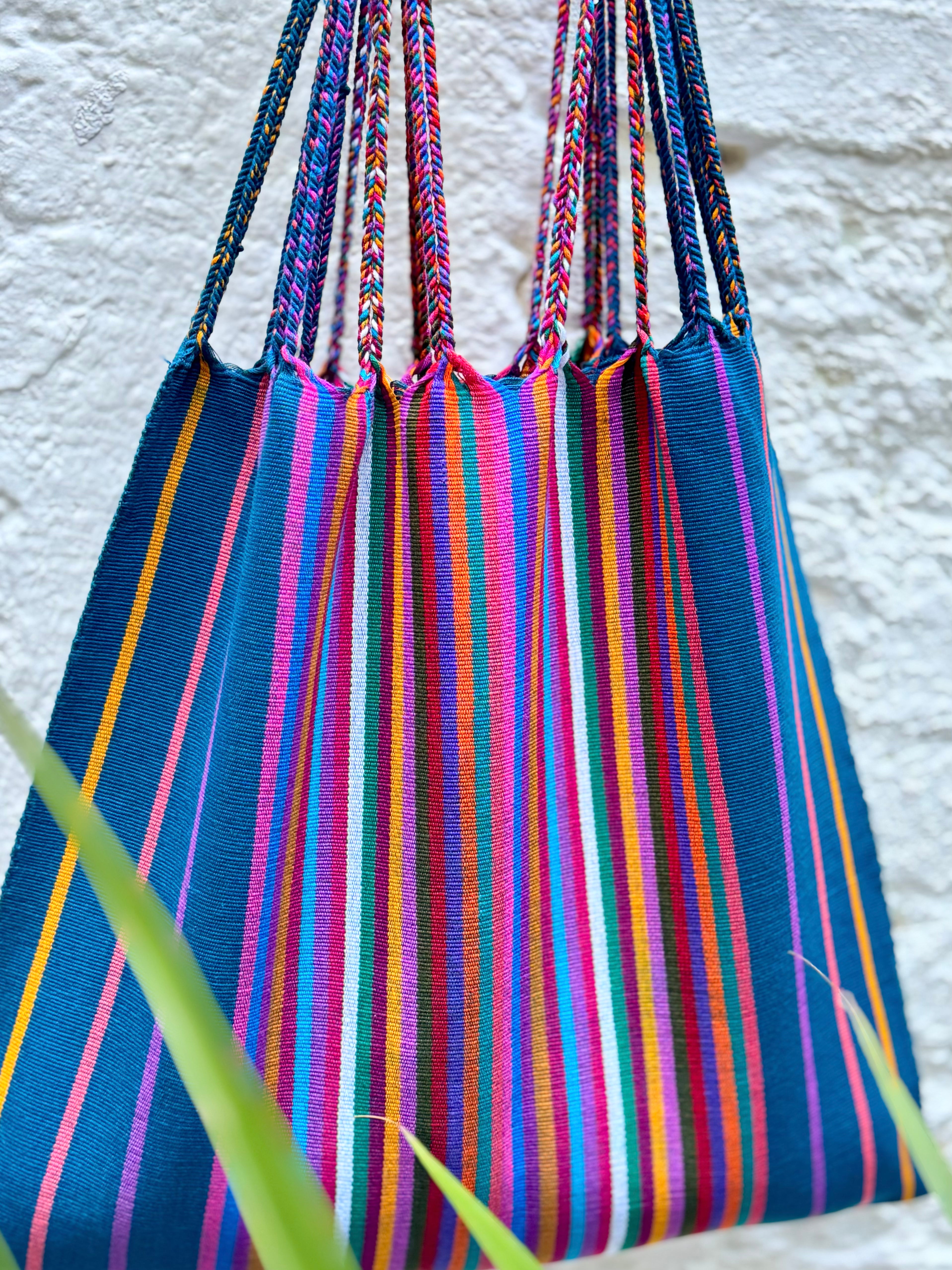 Las Rayas Tote - Verdoso with Rainbow Stripe