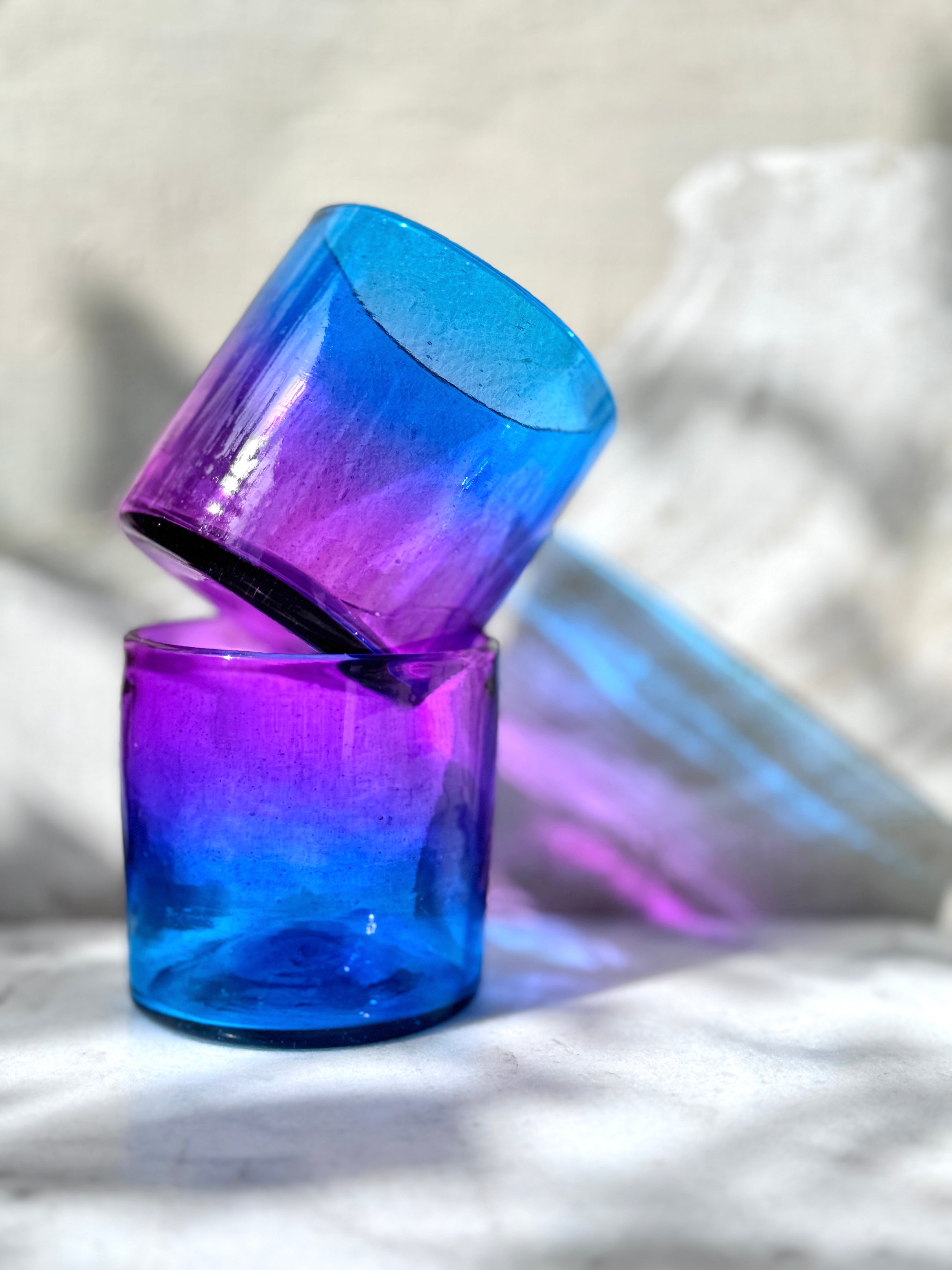 Rosazul Glass - Set of 2 - Hand Blown - 2 Sizes