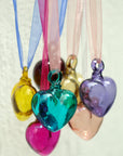 Hand Blown Glass Heart Pendant - 2 Sizes - 7 Colours