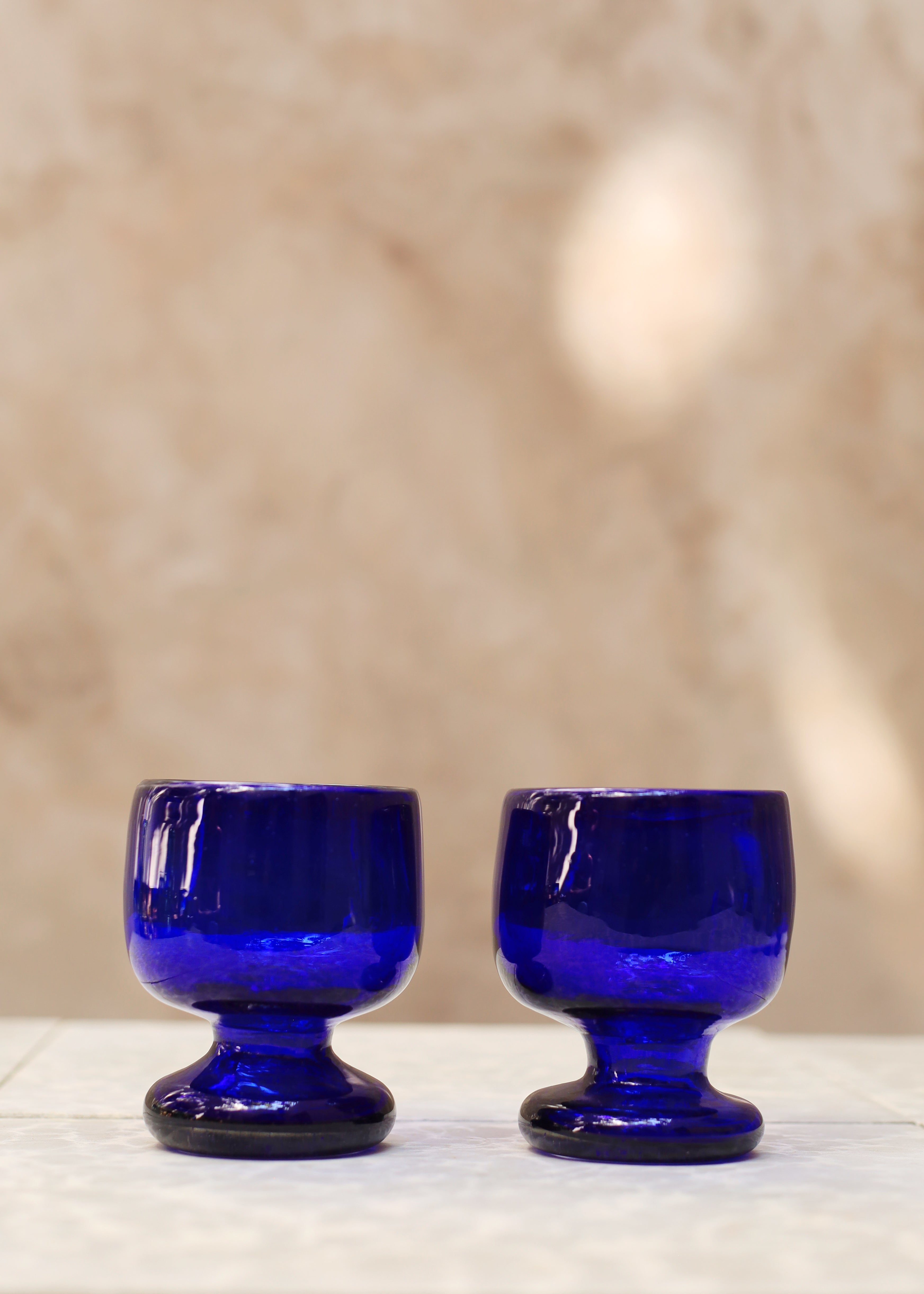 Hand Blown Glass Copa - Blue - 8 ounces - 250 ml