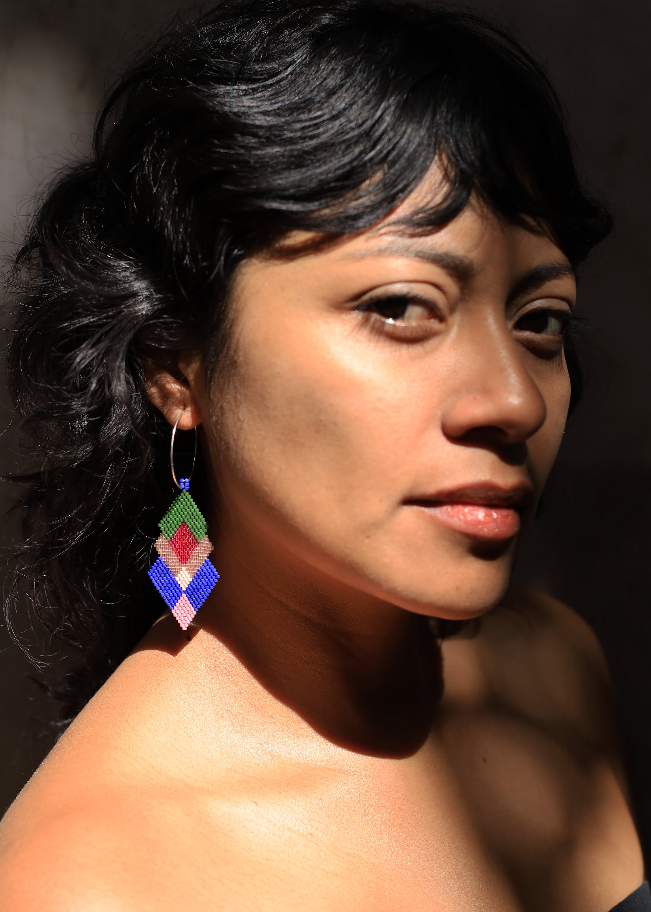 ēska askī x LUZ Collection - Native American Hand Beaded Earrings - Berry Season