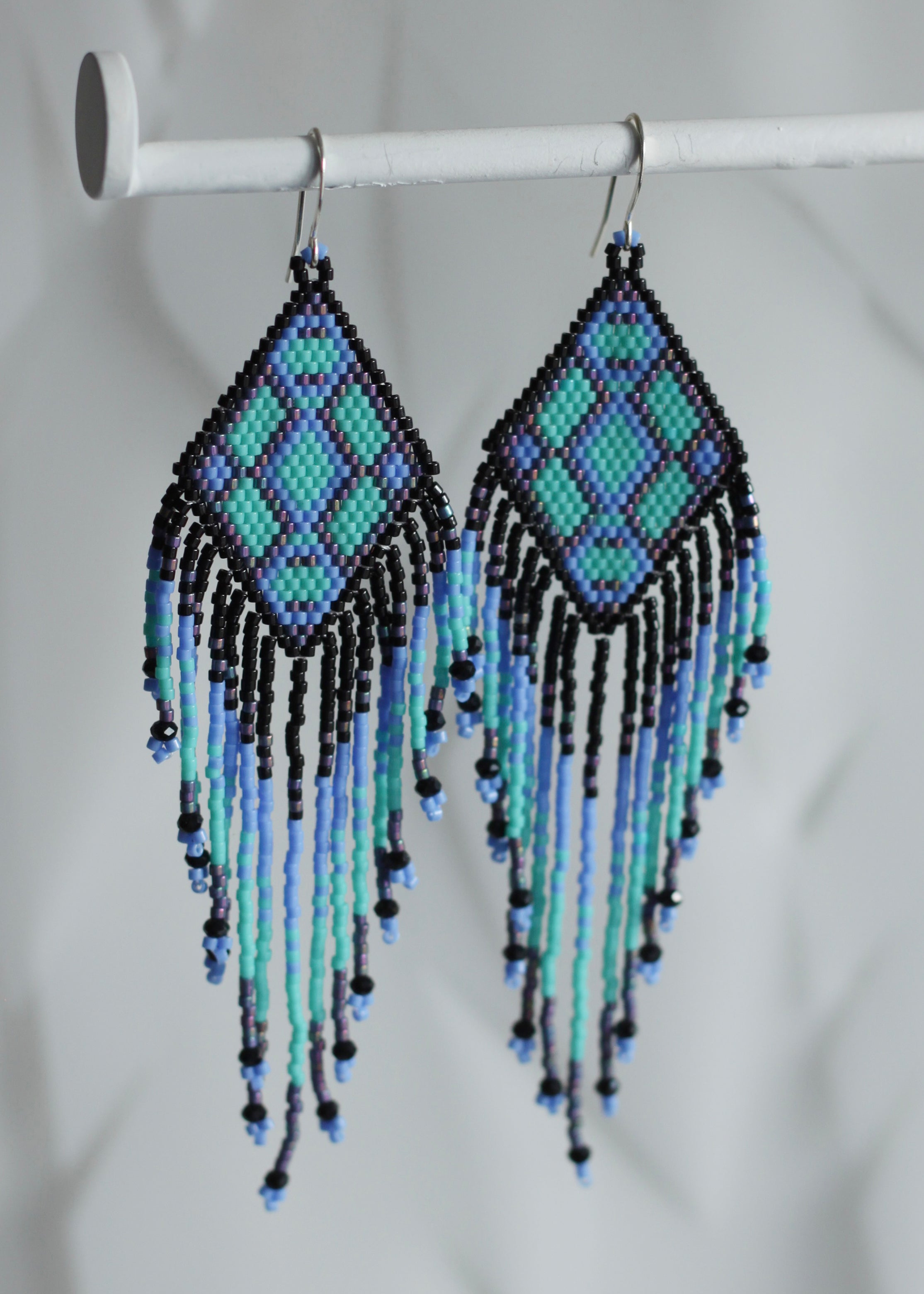 Native American - Wixárika Beaded Earrings Japanese Glass Seed Beads