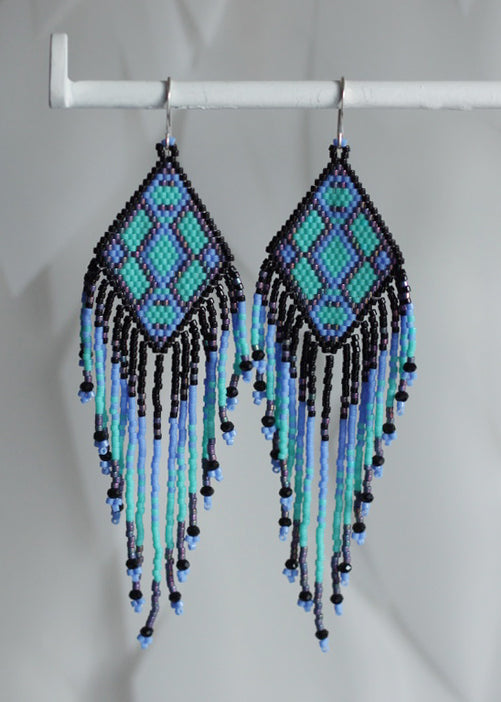 Native American - Wixárika Beaded Earrings Japanese Glass Seed Beads