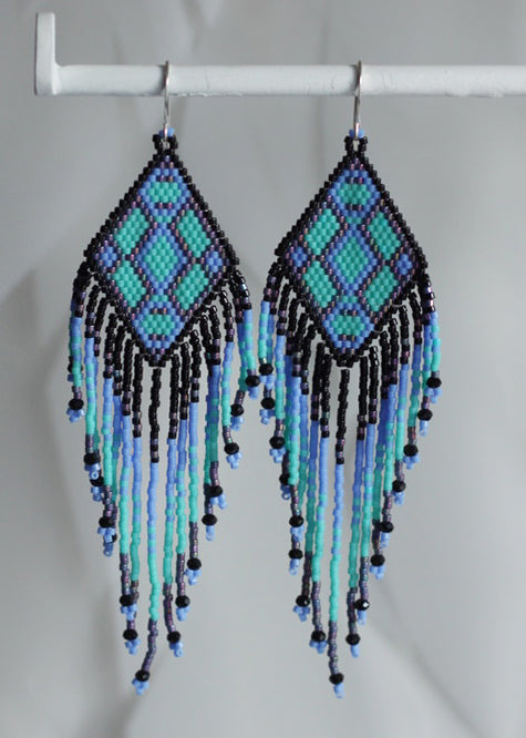 Native American - Wixárika Beaded Earrings Japanese Glass Seed Beads