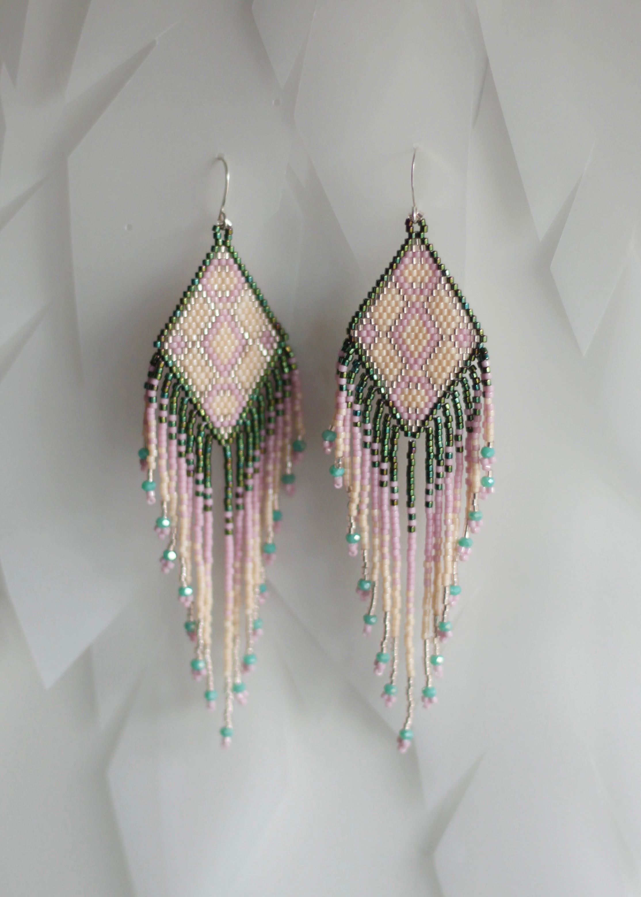 Native American - Wixárika Beaded Earrings Japanese Glass Seed Beads