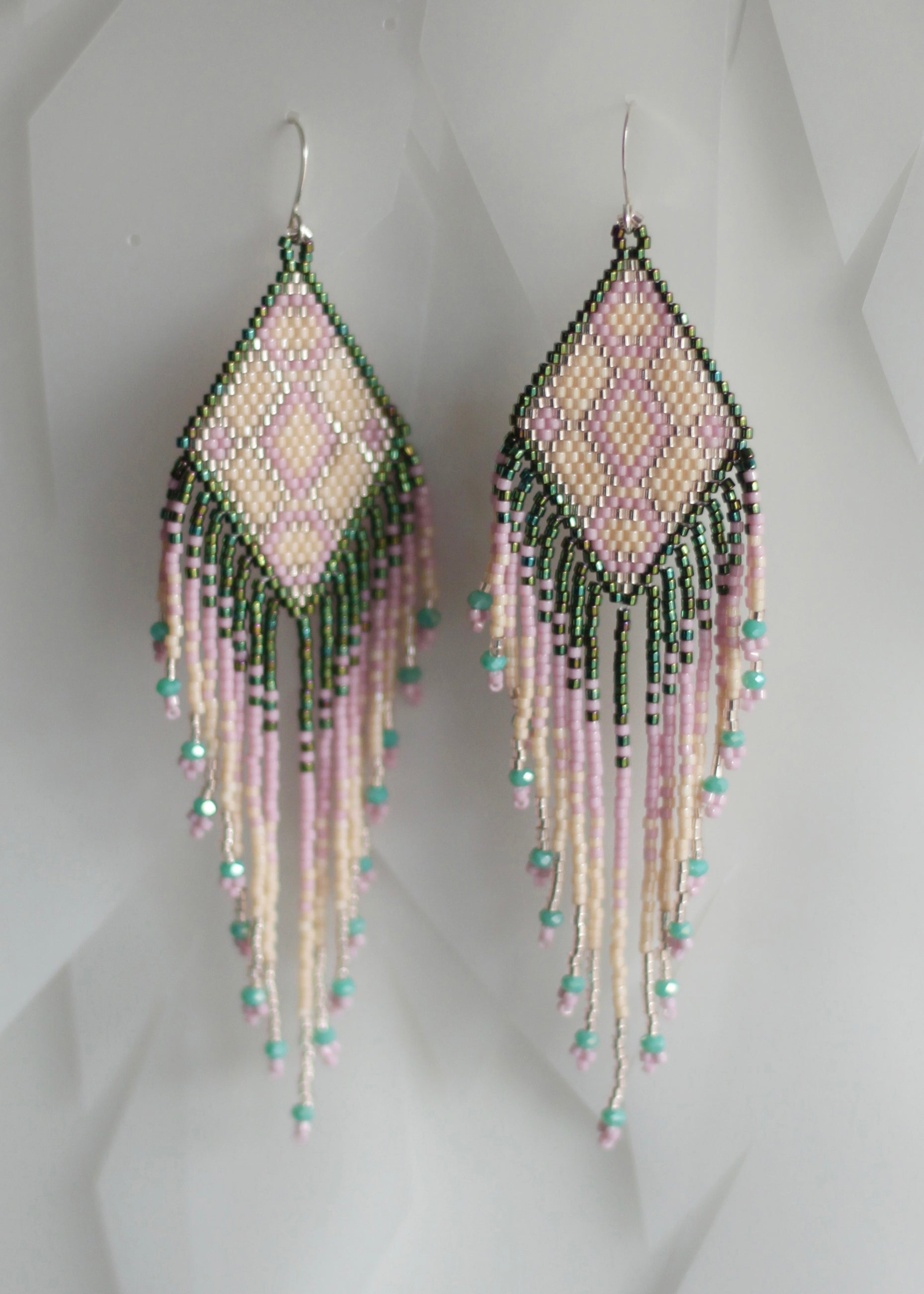 Native American - Wixárika Beaded Earrings Japanese Glass Seed Beads