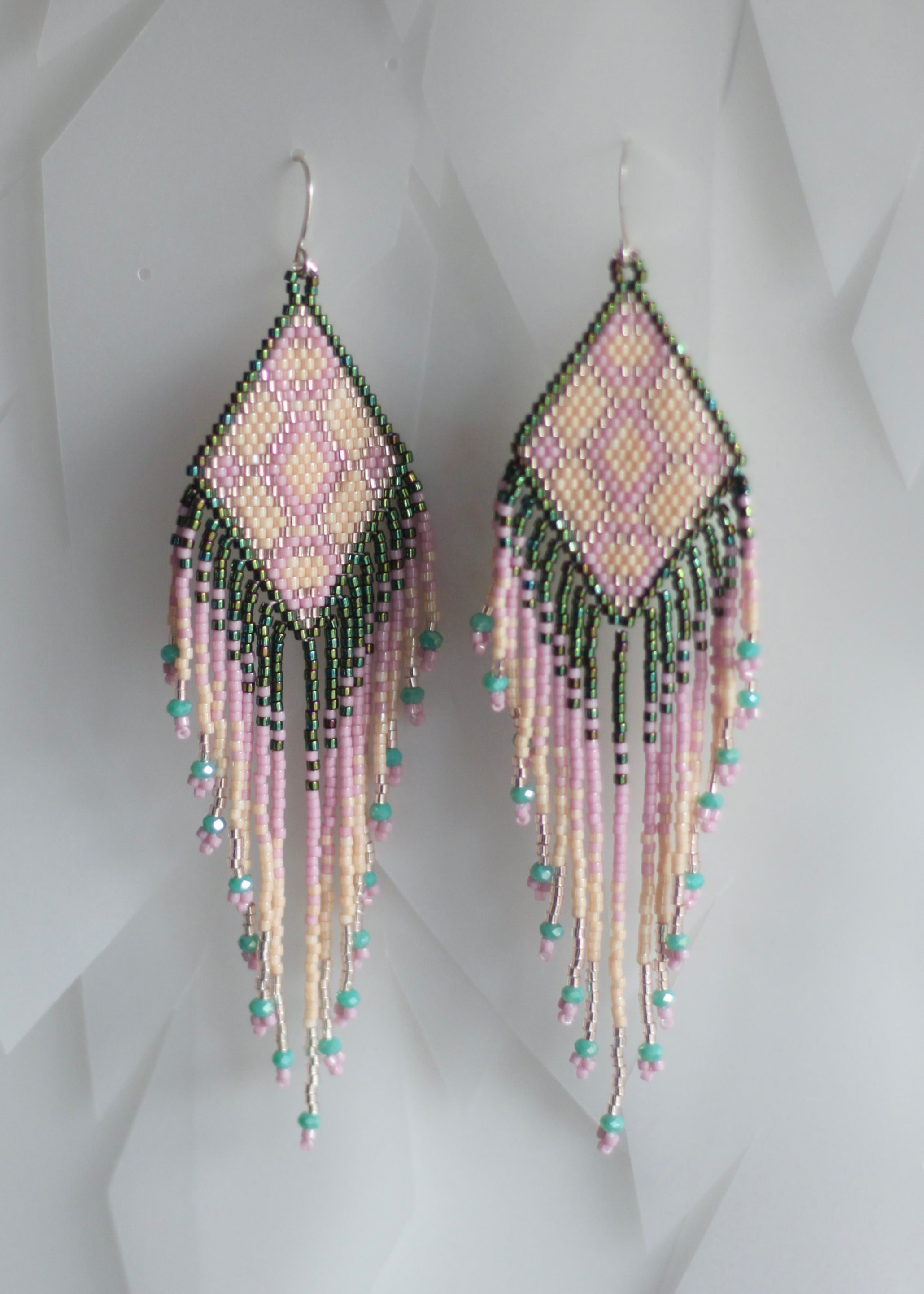 Native American - Wixárika Beaded Earrings Japanese Glass Seed Beads
