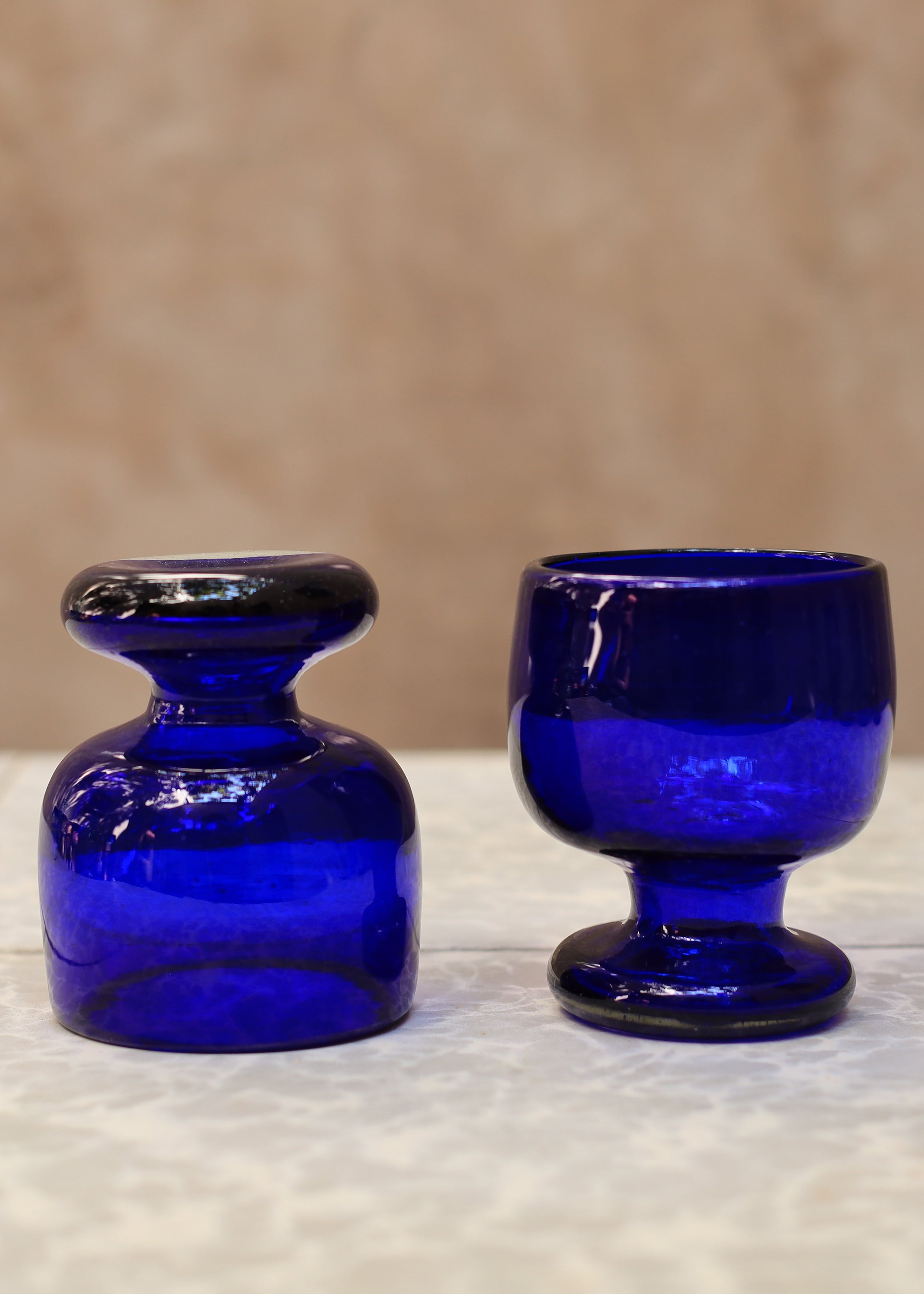 Hand Blown Glass Copa - Blue - 8 ounces - 250 ml