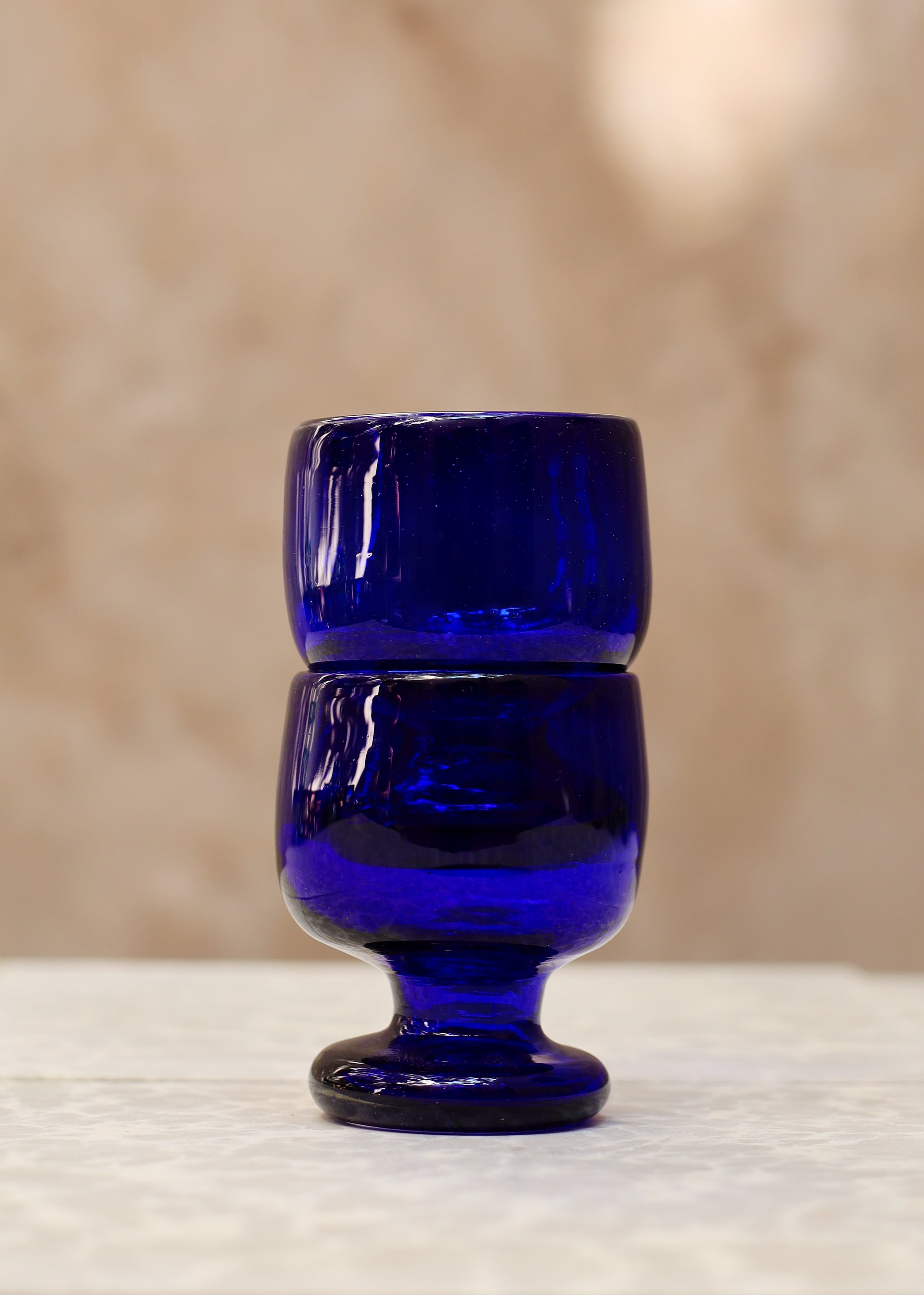 Hand Blown Glass Copa - Blue - 8 ounces - 250 ml