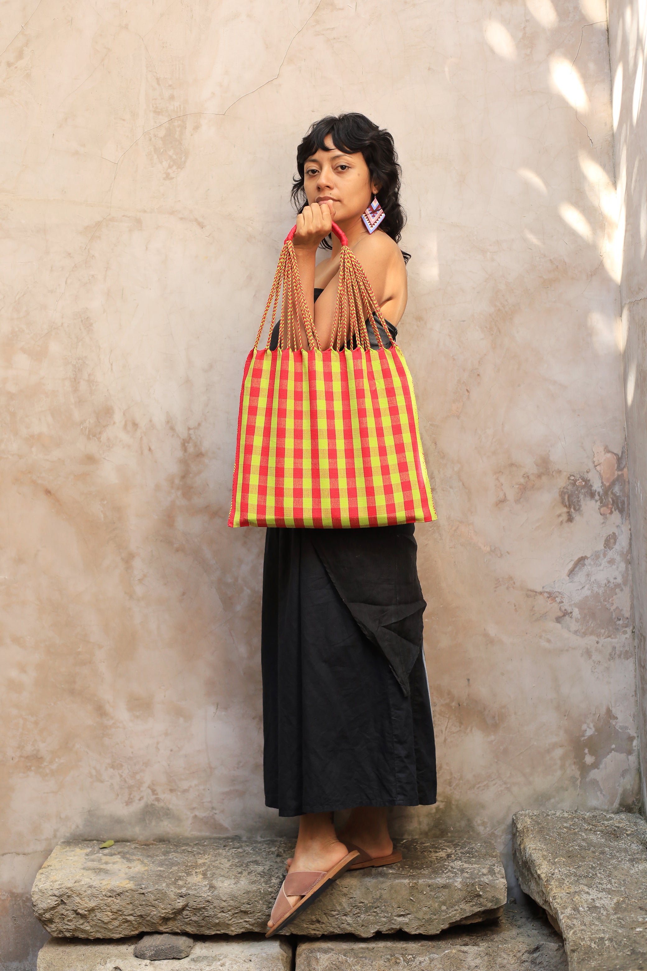 Hand Woven - Las Rayas Tote - Bright Gingham