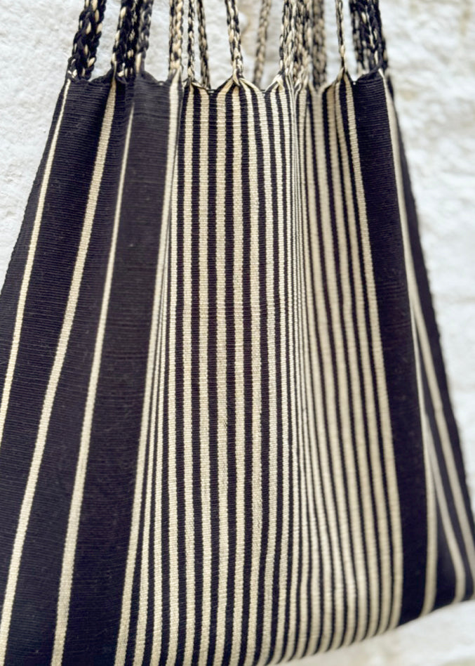 Hand Woven - Las Rayas Tote - Black