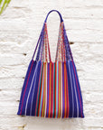 Las Rayas Tote - Cobalt with Rainbow Stripe