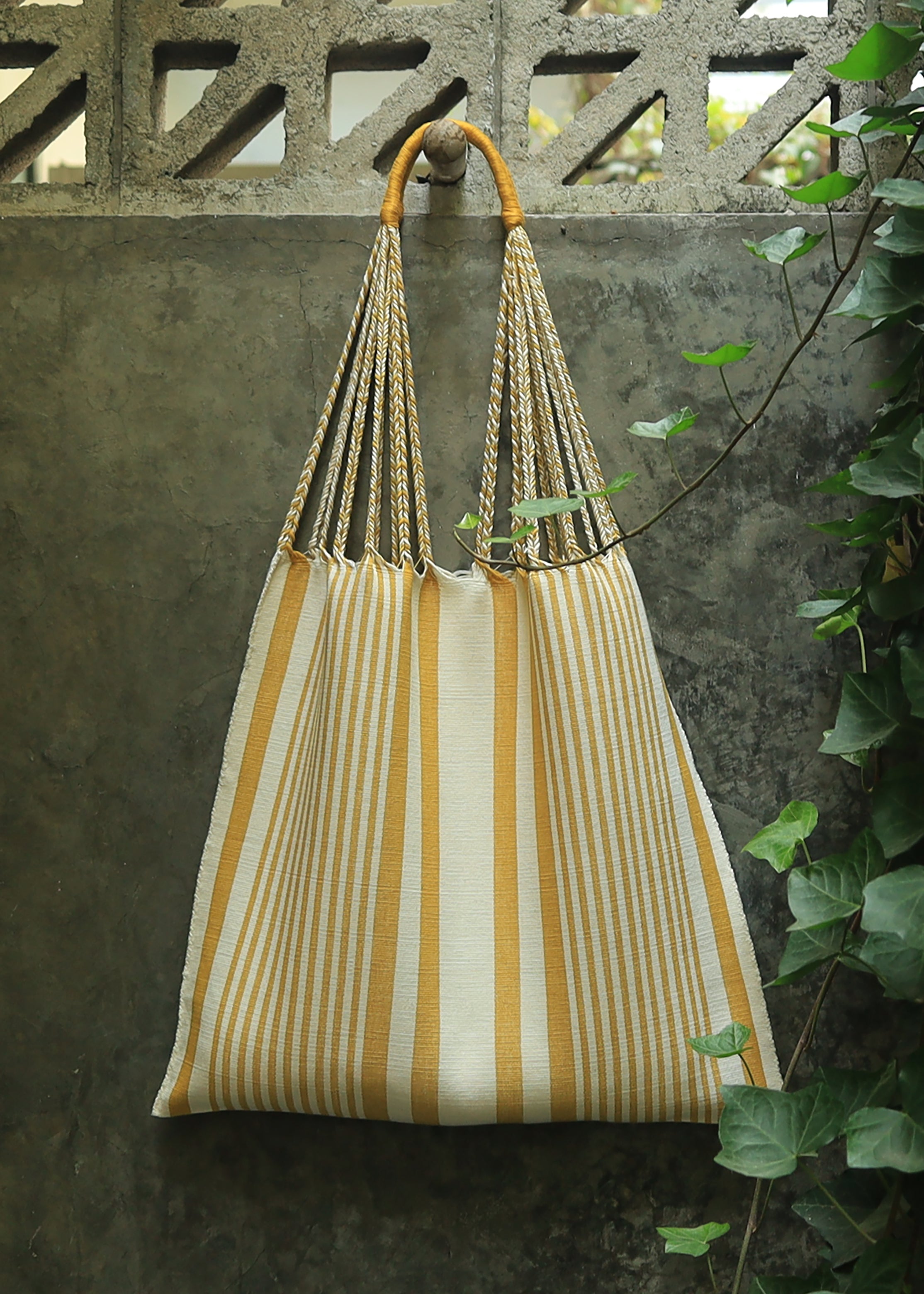 Hand Woven - Las Rayas Tote - Gold Stripe