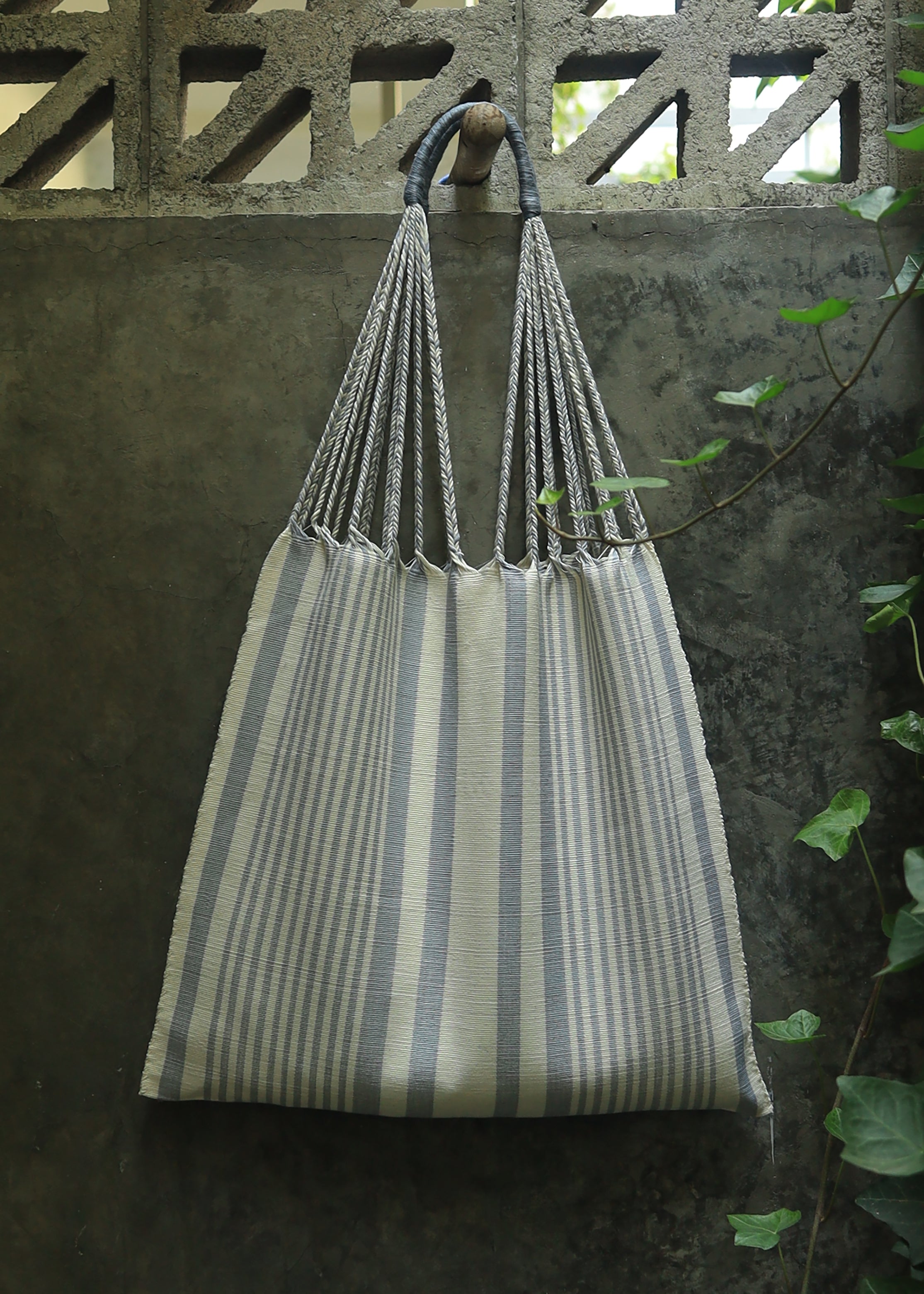 Hand Woven - Las Rayas Tote - Grey Stripe