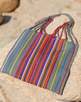 Hand Woven - Las Rayas Tote - Grey with Rainbow Stripe