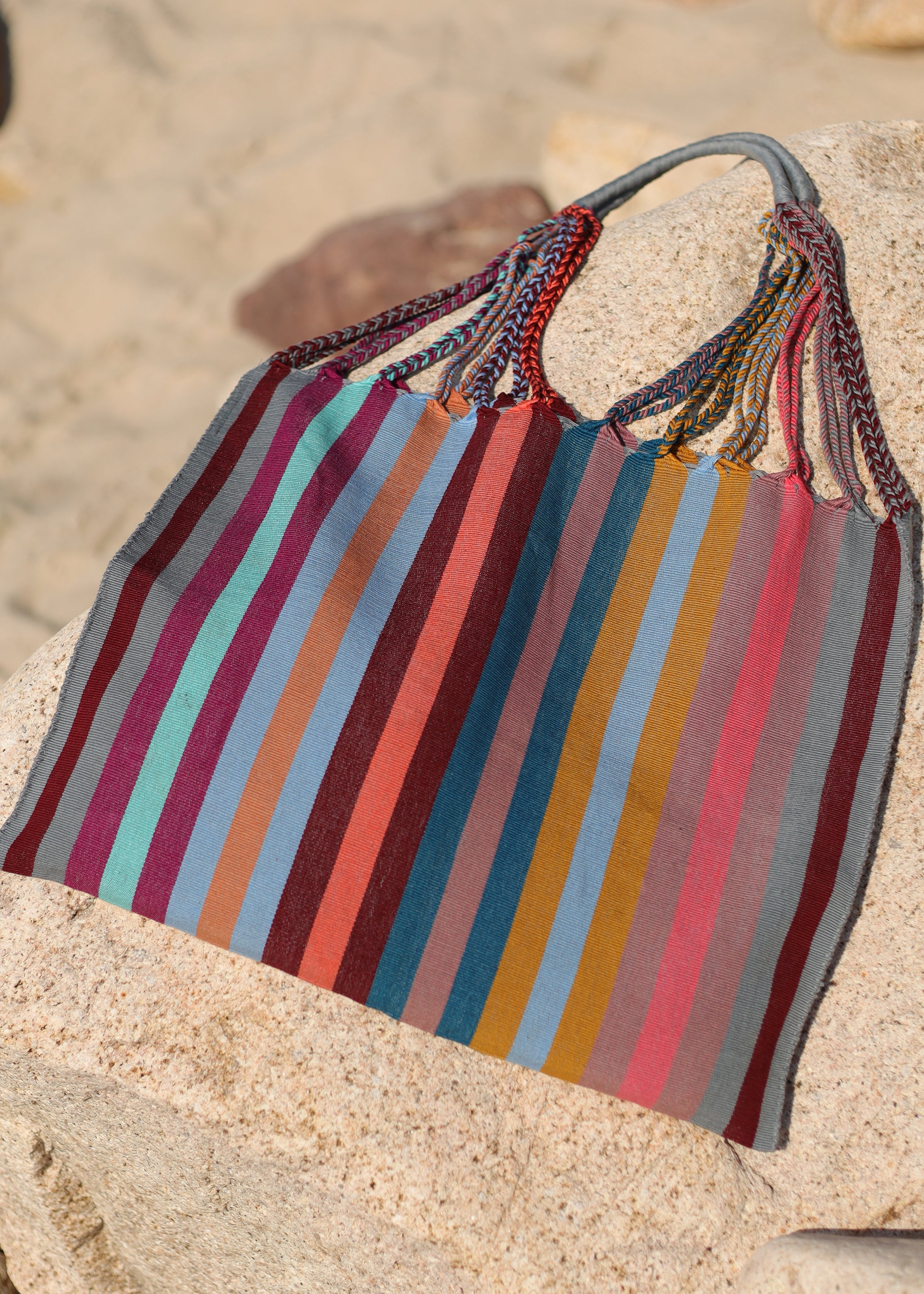 Hand Woven - Las Rayas Tote - Gruesita Grey