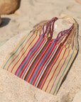 Las Rayas Tote - Natural with Rainbow Stripe