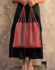 Hand Woven - Las Rayas Tote - Palo de Rosa / Terracotta