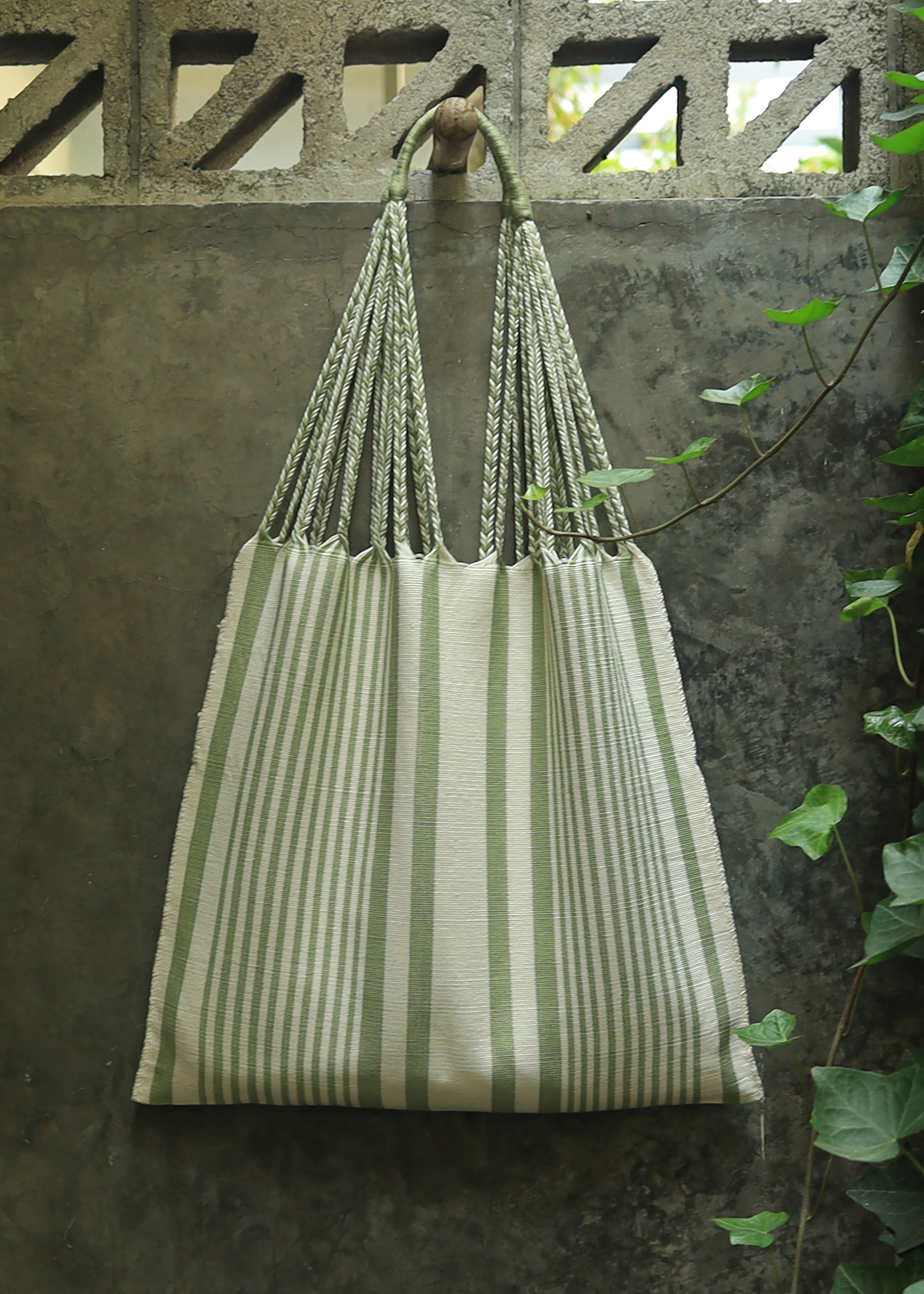 Hand Woven - Las Rayas Tote - Sage Stripe