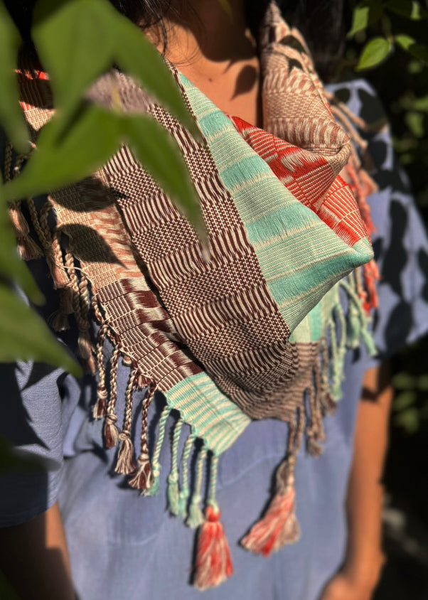 Indigenous - Maya Made - Hand Woven Cotton Scarf - Pistache