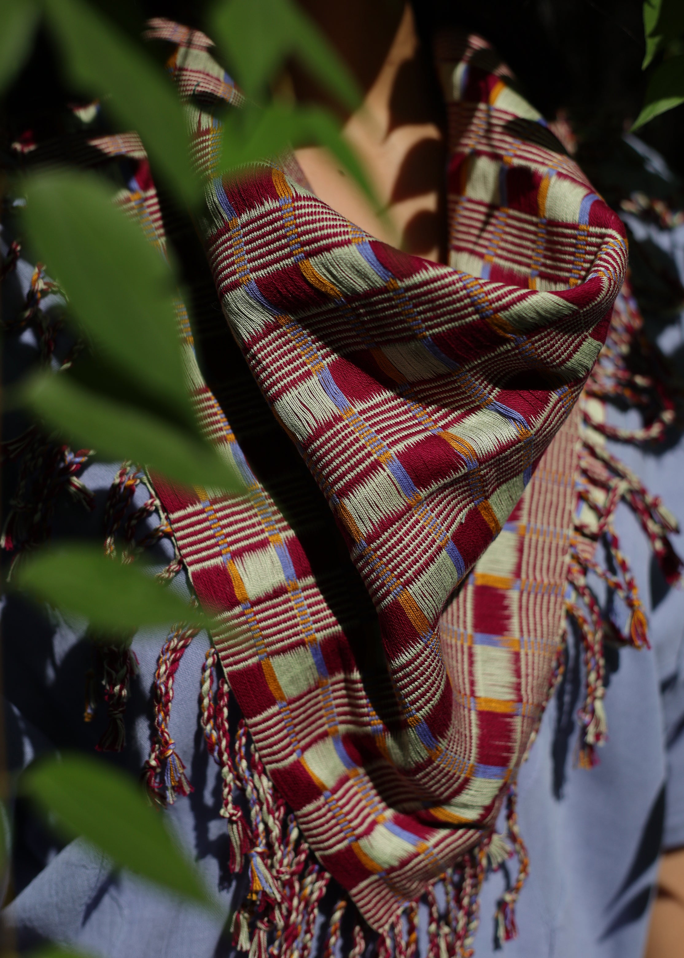 Indigenous - Maya Made - Hand Woven Cotton Scarf - Vino
